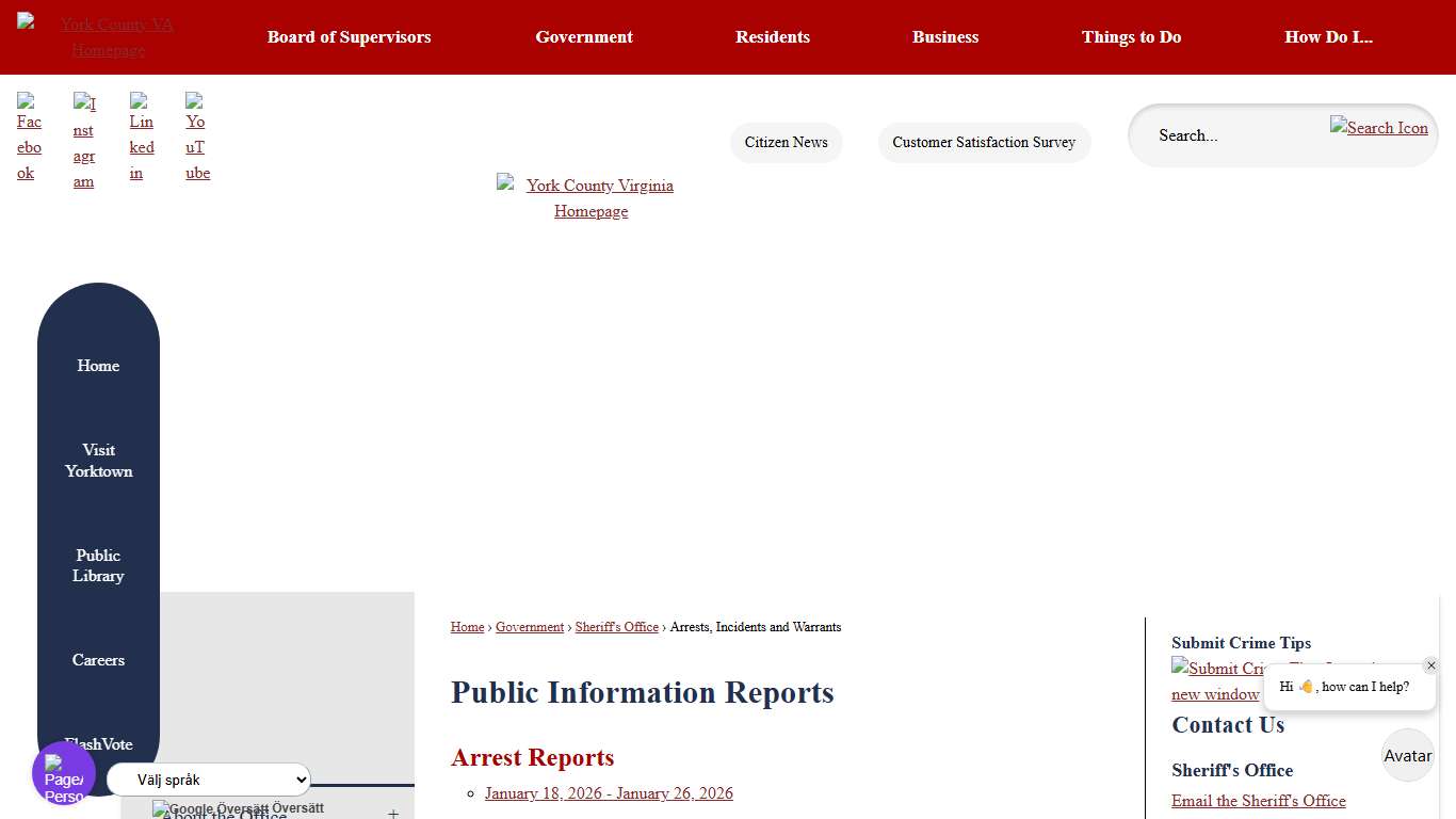 Public Information Reports York County, VA