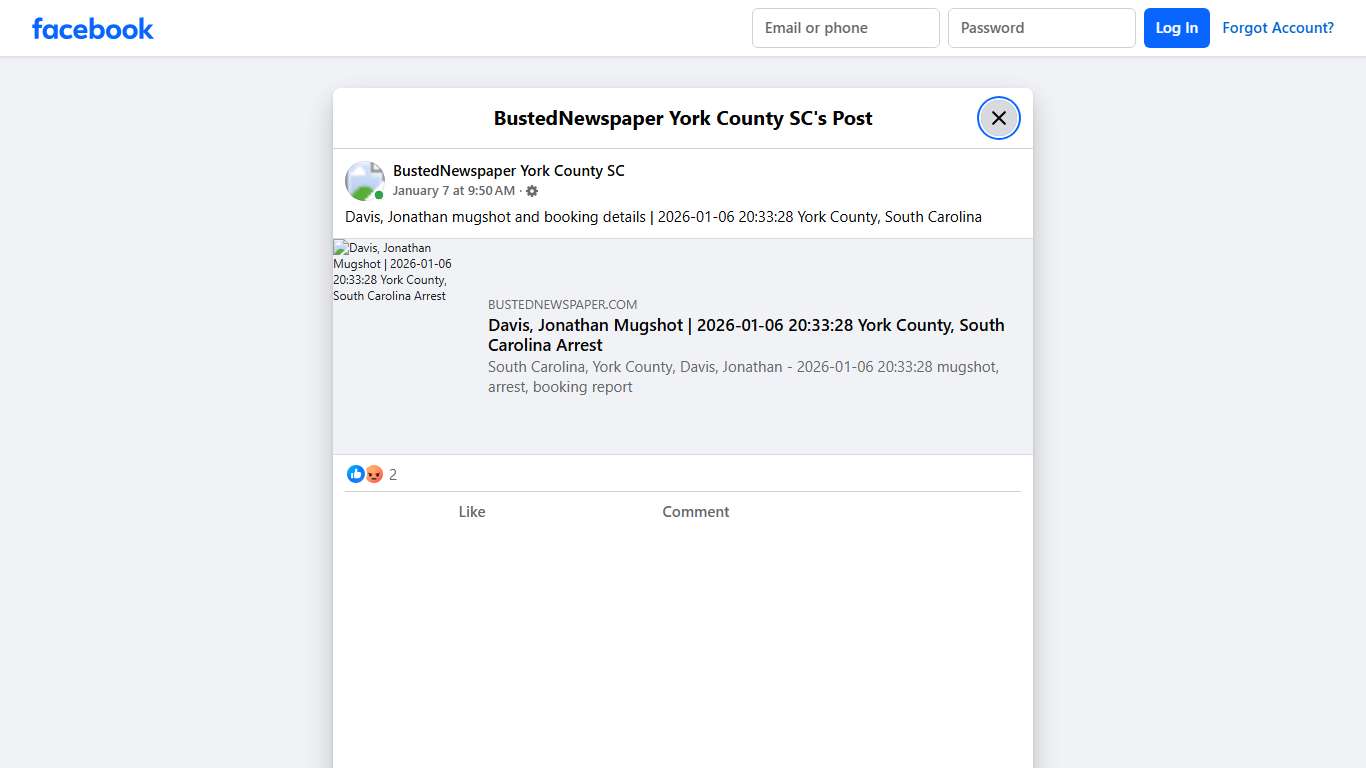 Davis, Jonathan mugshot... - BustedNewspaper York County SC Facebook