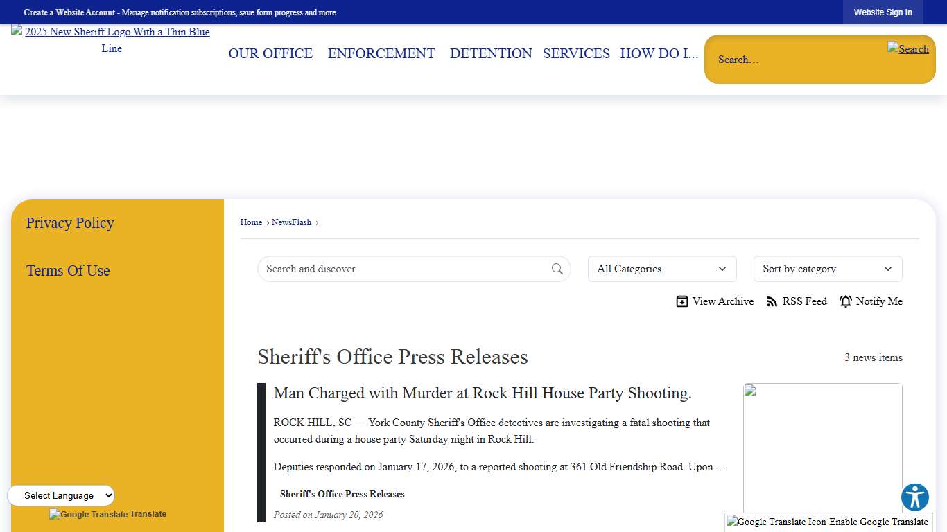 News Flash • York County Sheriffs, SC